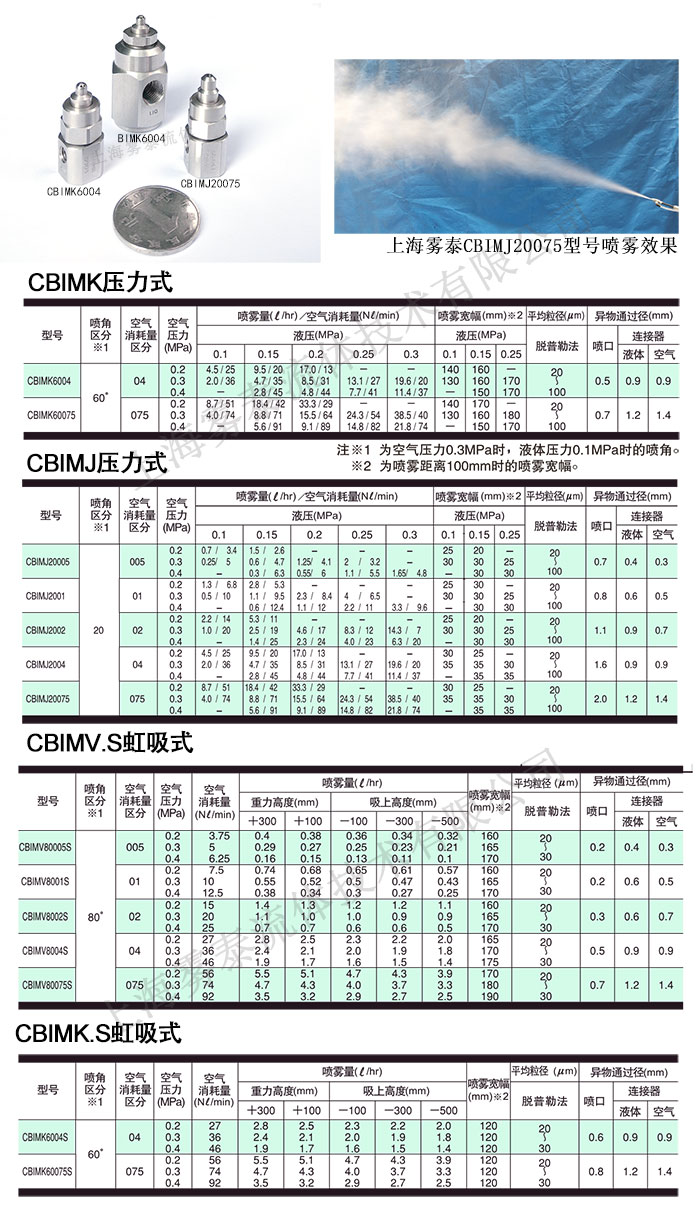 CBIMK、CBIMV噴嘴參數(shù)表